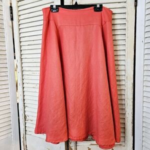 Anne Klein Coral Linen Blend A-line Midi Skirt Size 6